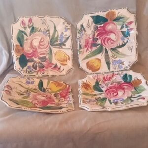 Hand-Painted Floral Ceramic Plates made in Italy